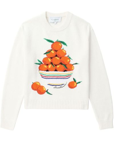 Casablancabrand Pyramide D'Oranges Intarsien-Pullover - Weiß
