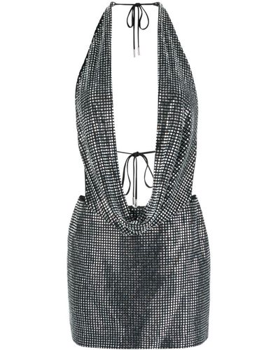 David Koma Mini-jurk Verfraaid Met Kristallen - Zwart