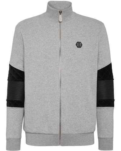 Philipp Plein Logo Appliqué Jersey Jacket - Grey