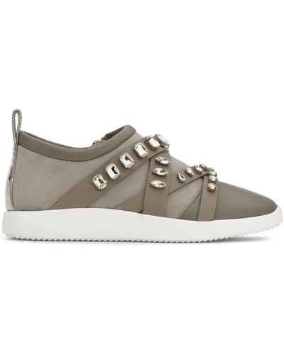 Giuseppe Zanotti Chrsitie Crystal-embellished Suede Trainers - Brown