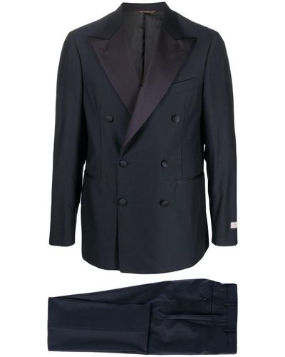 Canali Costume en laine à veste croisée - Bleu