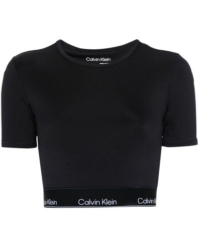 Calvin Klein Logo-underband Cropped Performance T-shirt - Black