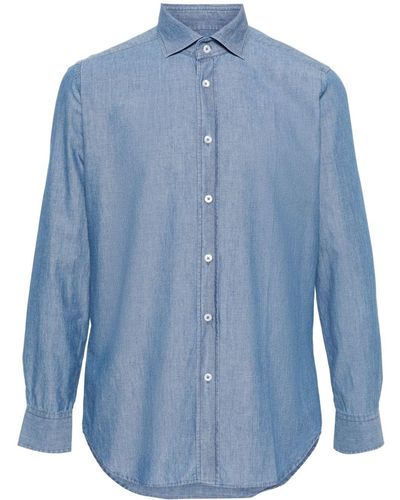 Dell'Oglio Spread-collar Cotton Shirt - ブルー