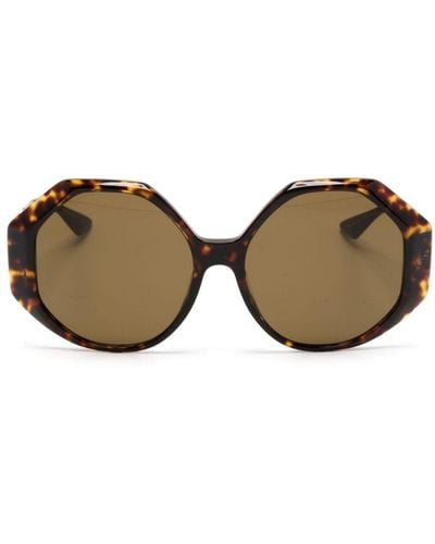 Versace Sonnenbrille mit geometrischem Gestell - Braun