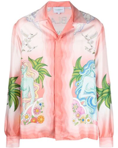 Casablancabrand Seidenhemd mit grafischem Print - Pink