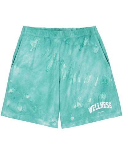 Sporty & Rich Shorts Wellness con estampado tie-dye - Verde