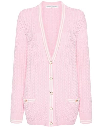 Alessandra Rich Cable-knit Cotton Cardigan - Pink