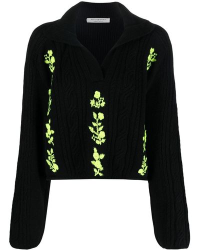 Philosophy Di Lorenzo Serafini Long-sleeve Cable-knit Sweater - Black