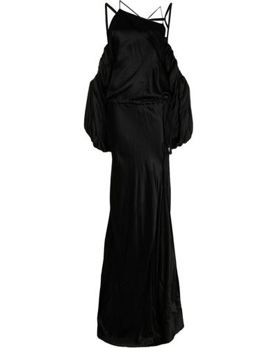 Ann Demeulemeester Robe longue drapée - Noir