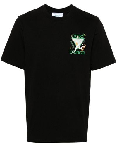 Casablancabrand Le Jeu Organic-cotton T-shirt - Black