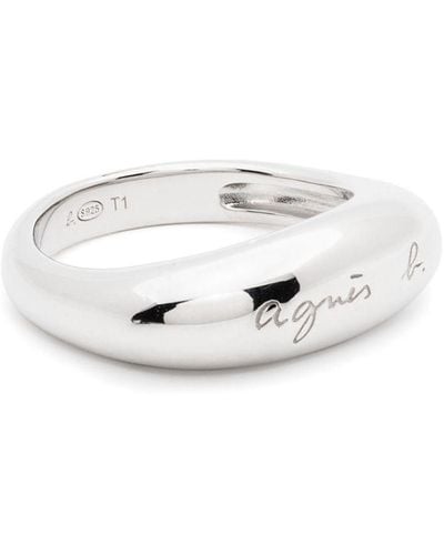 agnès b. Logo-engraved Asymmetric Ring - White