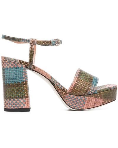 Pollini Interwoven-design Block-heel Sandals - White