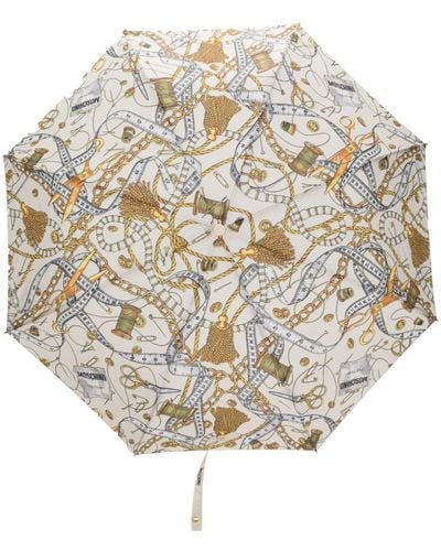 Moschino Regenschirm mit grafischem Print - Weiß