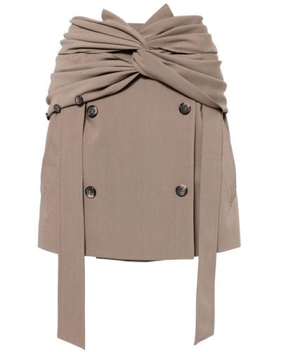 ROKH Twist-front Miniskirt - Natural