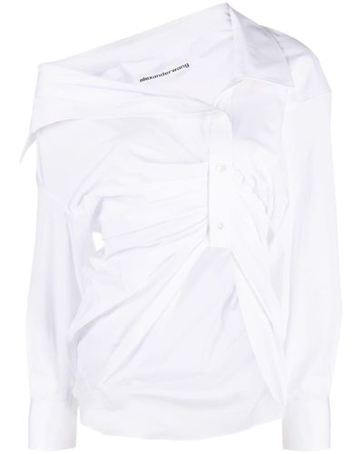 Alexander Wang Camisa asimétrica fruncida - Blanco