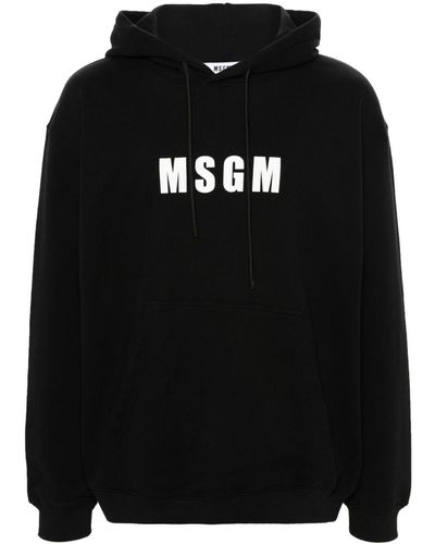 MSGM Logo-print Cotton Hoodie - Black