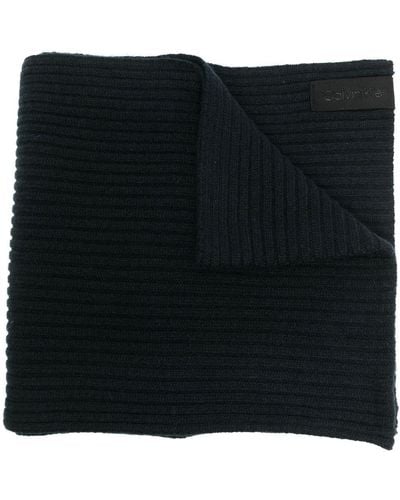 Calvin Klein Ribbed-knit Cashmere-wool Scarf - Black