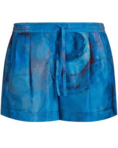 Marni Drawstring-waist Silk Shorts - Blue