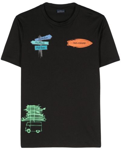 Paul & Shark T-Shirt mit Logo-Print - Schwarz