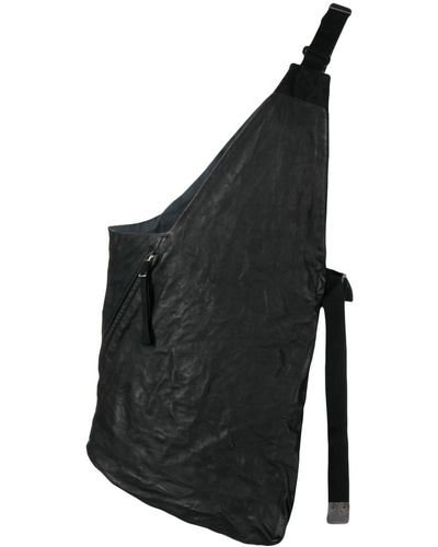 Boris Bidjan Saberi One-shoulder Design Leather Top - Black