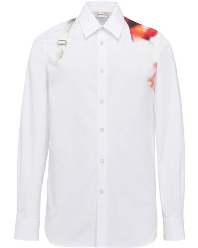 Alexander McQueen Obscured Flower Harness-detail Shirt - White