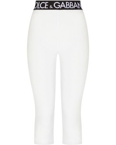 Dolce & Gabbana Leggings Con Elastico Logato - White