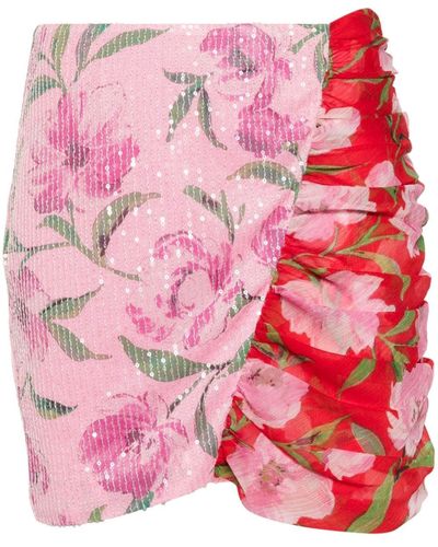 ROTATE BIRGER CHRISTENSEN Minifalda con estampado floral y lentejuelas - Rosa