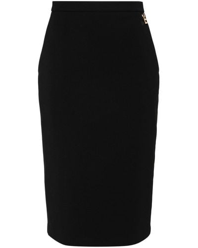Elisabetta Franchi Crepe Midi Pencil Skirt - Black