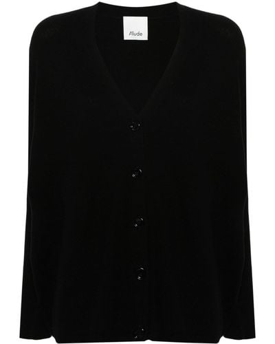 Allude V-neck Button-up Cardigan - Black