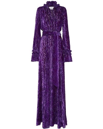 Philipp Plein Chiffon Gipsy Devoré-effect Dress - Purple