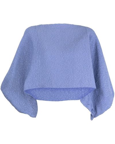 Voz Cropped Cape-style Sweater - Blue