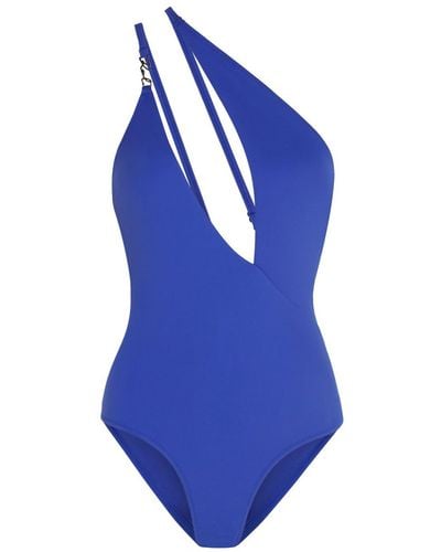 Karl Lagerfeld Signature Asymmetric Swimsuit - Blue