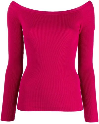 P.A.R.O.S.H. Off-shoulder Knitted Top - Red