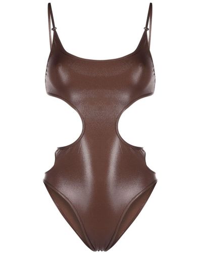 The Attico Cut-out Open-back Swimsuit - Brown