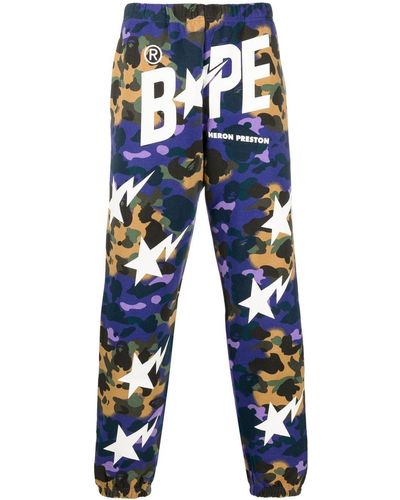 Heron Preston X BAPE Jogginghose mit Camouflage-Print - Blau