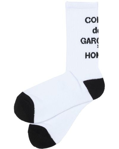 Comme des Garçons Logo-intarsia Calf Socks - White