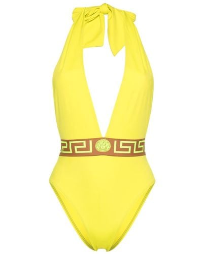 Versace Logo-print Strap Swimsuit - Yellow