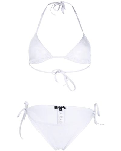 Balmain Bikini con lazos laterales - Blanco