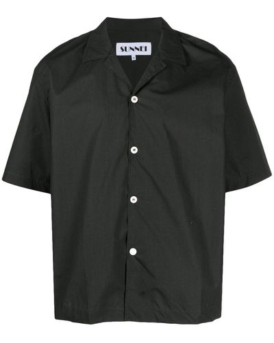 Sunnei Button-up Cotton Shirt - Black