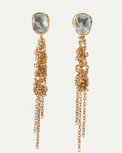 Brooke Gregson 18kt Yellow Gold Waterfall Aquamarine Drop Earrings - White