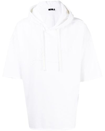 FIVE CM Embroidered-logo Short-sleeve Hoodie - White