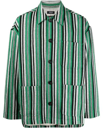 FIVE CM Button-up Striped Shirt - Green