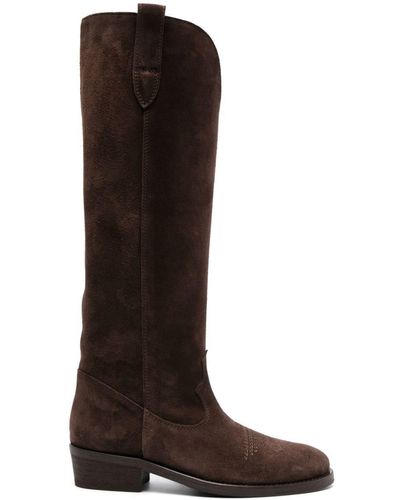 Via Roma 15 Paneled Suede Knee-high Boots - Brown