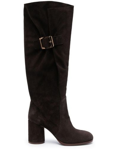 Casadei Cleo Kate 85mm Suede Boots - Black
