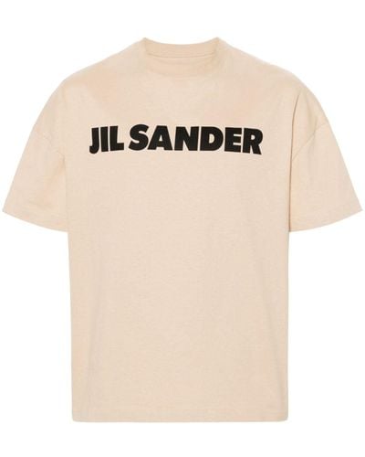 Jil Sander T-shirt Met Logoprint - Naturel