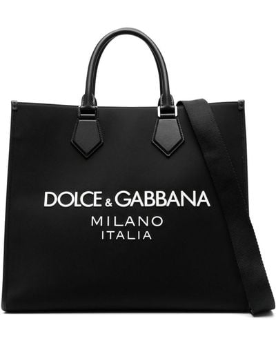 Dolce & Gabbana Bolso shopper grande con logo en relieve - Negro