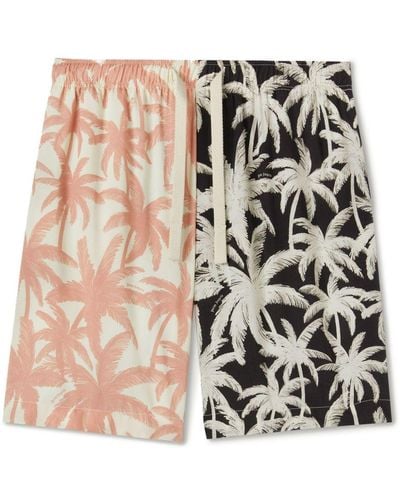 Palm Angels Shorts Patchwork Palms - Bianco