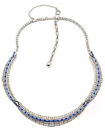 JENNIFER GIBSON JEWELLERY Vintage Deco Inspired Sapphire Line Collar 1950s - Metallic