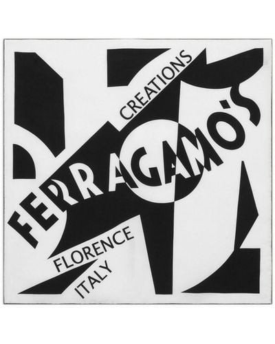 Ferragamo Seidenschal mit Logo-Print - Schwarz