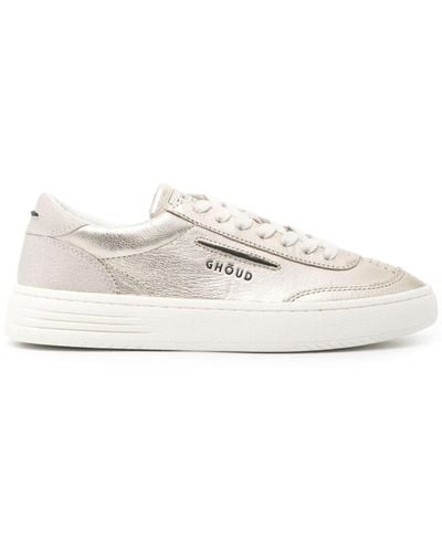 GHŌUD Cracked-effect Leather Sneakers - White